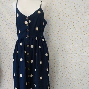 Navy blue polka dot sundress size large